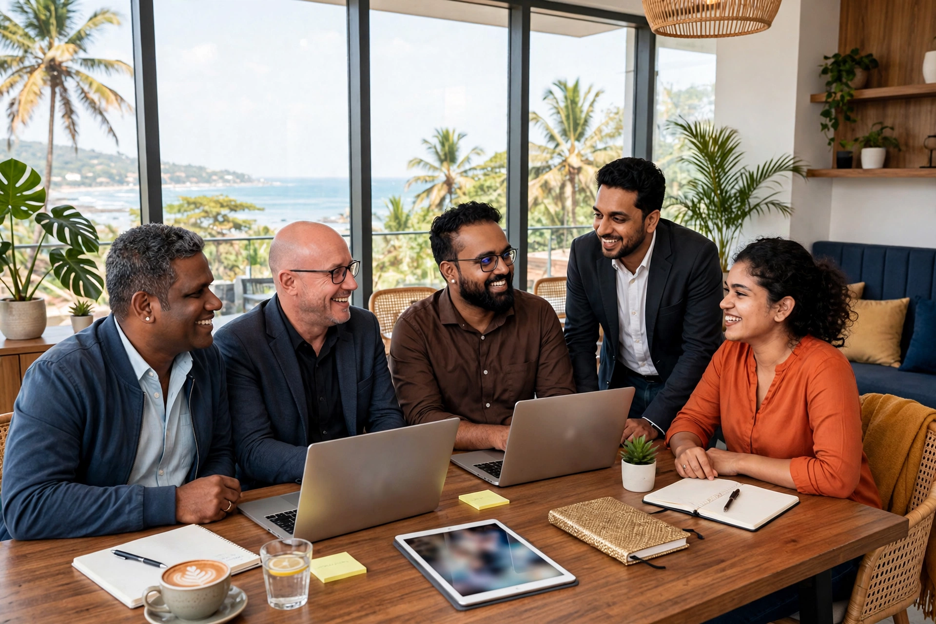 The Hotel Growth Partners team — Aneesh, Mark, Subodh, Denzil and Yola — working together